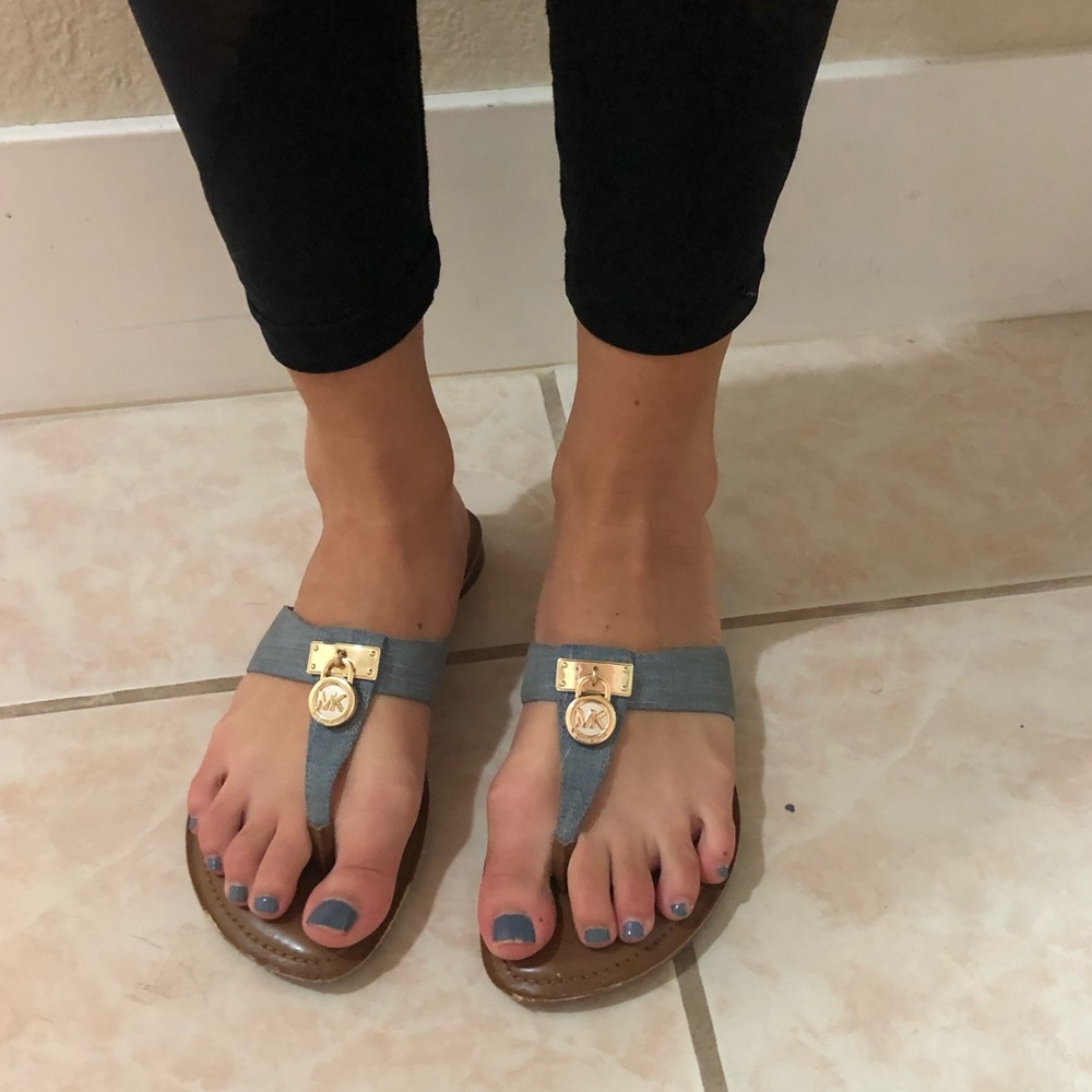 Michael Kors denim thong sandals